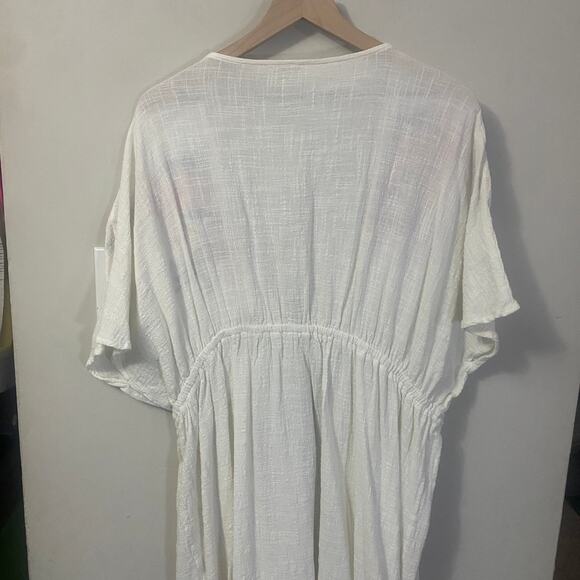 ODDY White Embroidered Floral Tassel Tie Kimono Duster Boho Short Sleeve OS - Picture 9 of 13